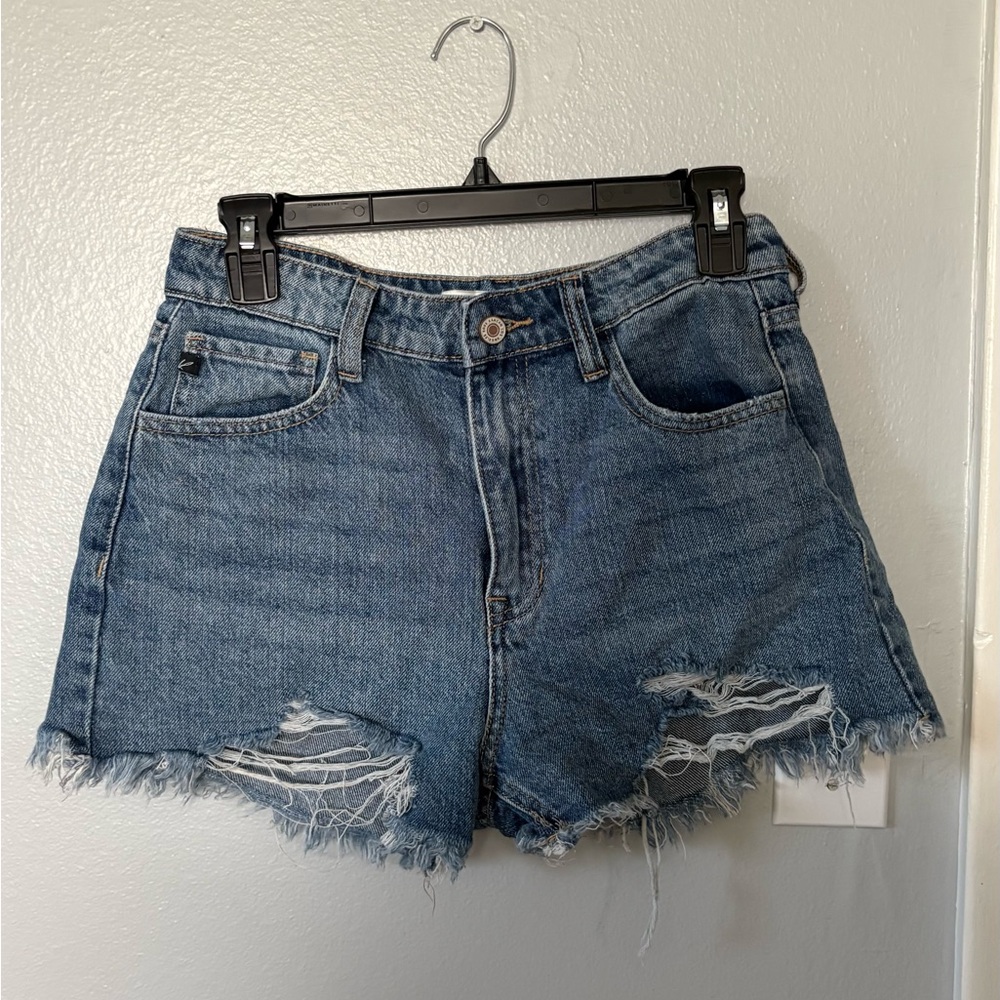Blue Distressed Jean Shorts